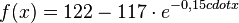 {f(x)= 122-117 \cdot e^{-0,15 cdot x}}